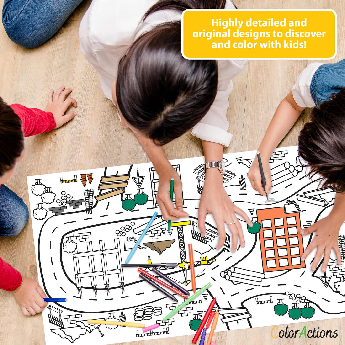 Giant Coloring Poster! Color and Play! Construction Theme!