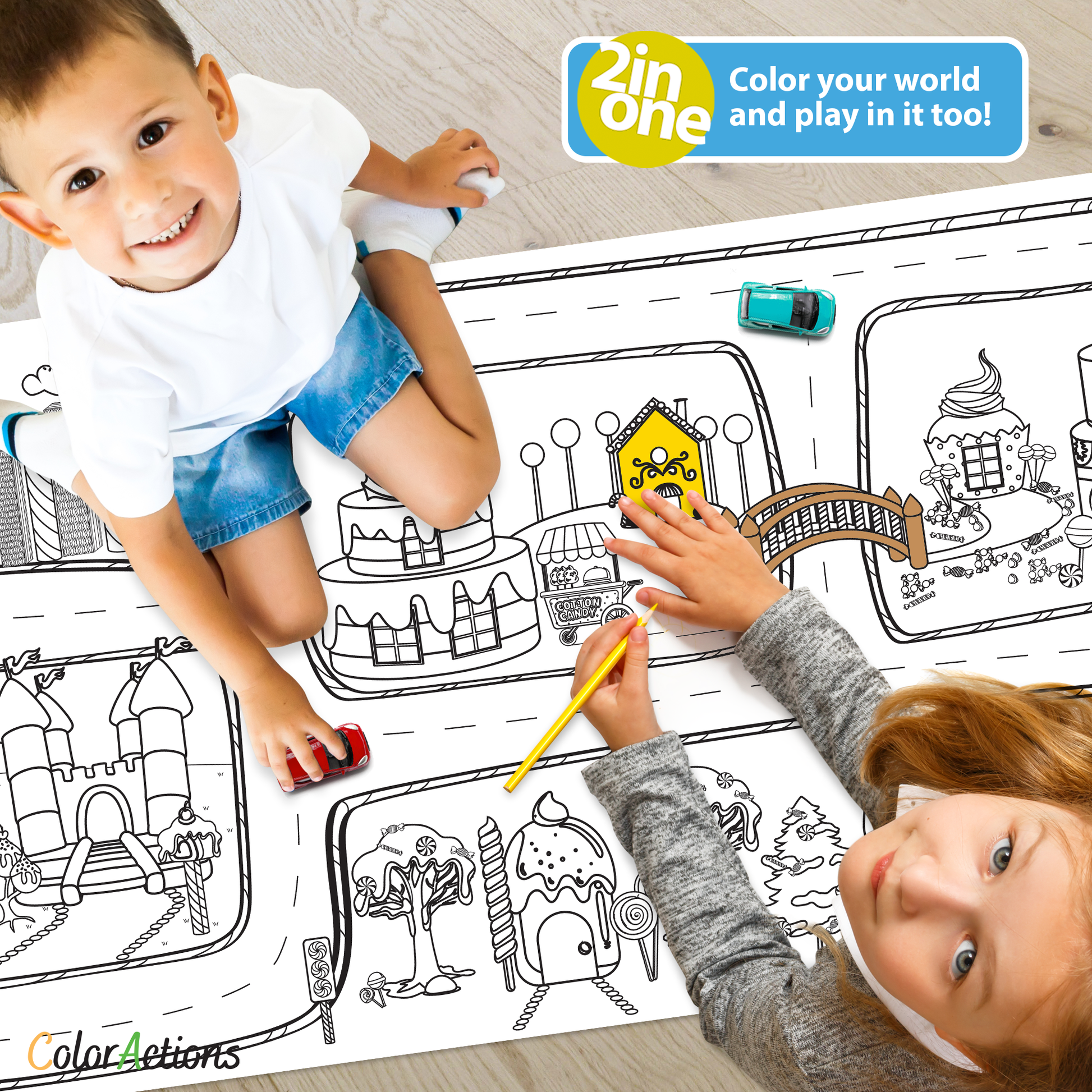 Jumbo Coloring Poster! Color and Play! Candytown Theme