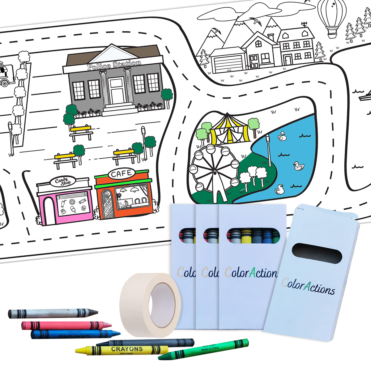 Map Distortion Kids Color In Road Map Coloring Page